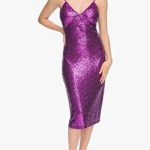 Guess Shimmering Purple Midi Dress